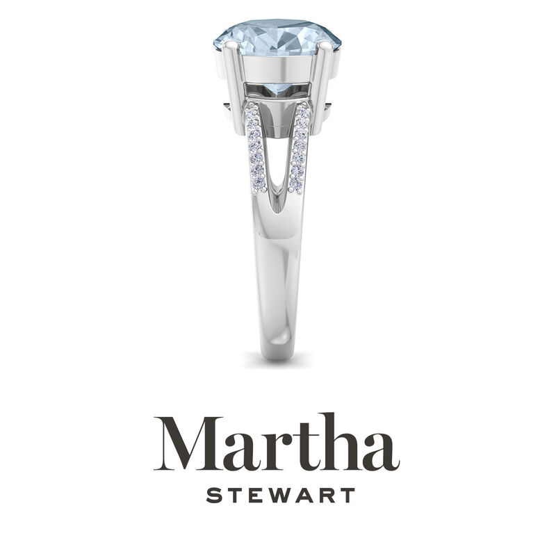 Martha Stewart 4 1/2ctw. Oval Aquamarine & Lab Grown Diamond Ring In Sterling Silver image number null